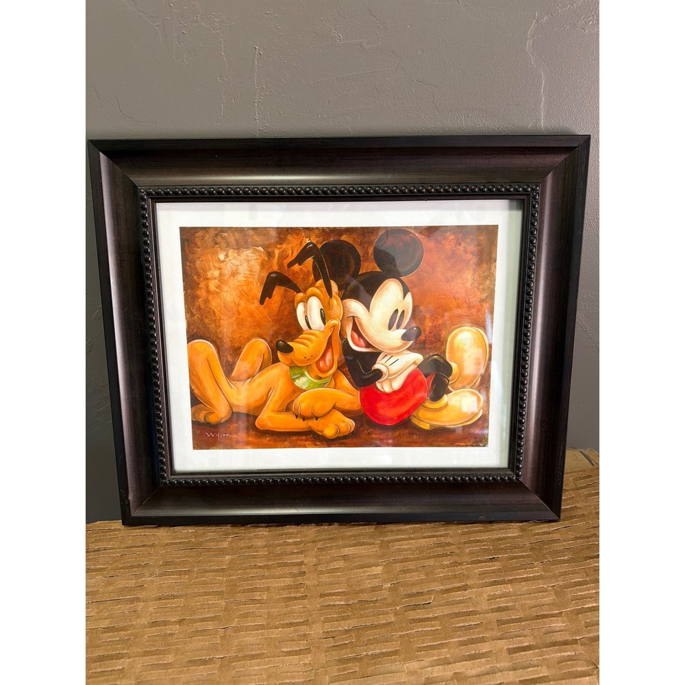 Disney Mickey Mouse and Pluto Framed Art Print by Wilson Wall Decor